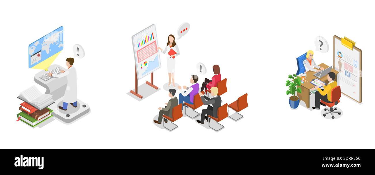 3D Isometrischer flacher Vektor Illustration von Gesundheitsdienstleistungen Stockfoto