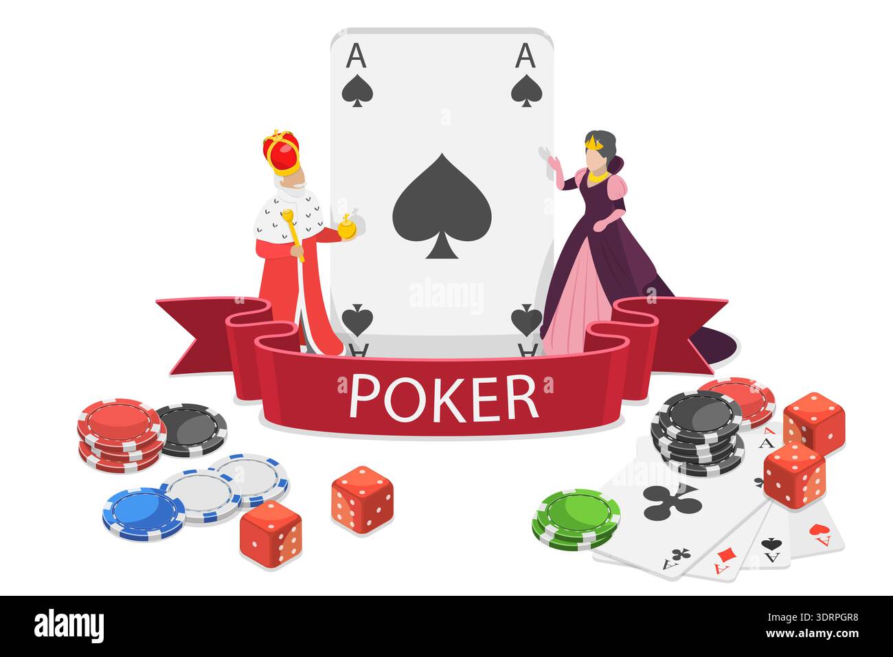 3D Isometrischer flacher Vektor Illustration von Poker Stockfoto