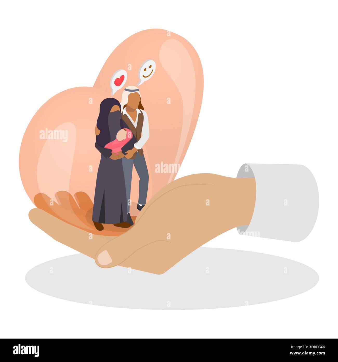 3D Isometrischer flacher Vektor Illustration der Familie Healthcare Stockfoto