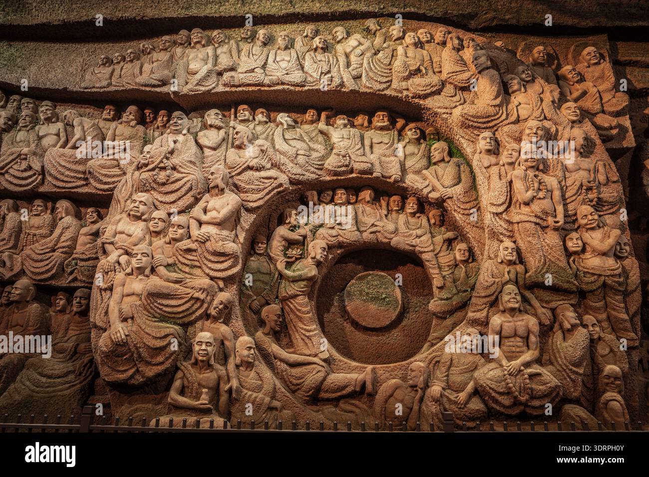Das endlose Rad des Lebens, unterirdischer Palast, orientalischer Buddha Park, Leshan Stadt, Sichuan, China, Asien Stockfoto