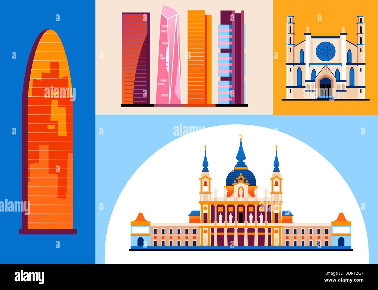Spanische Architektur – eine Reihe flacher Objekte Stock Vektor