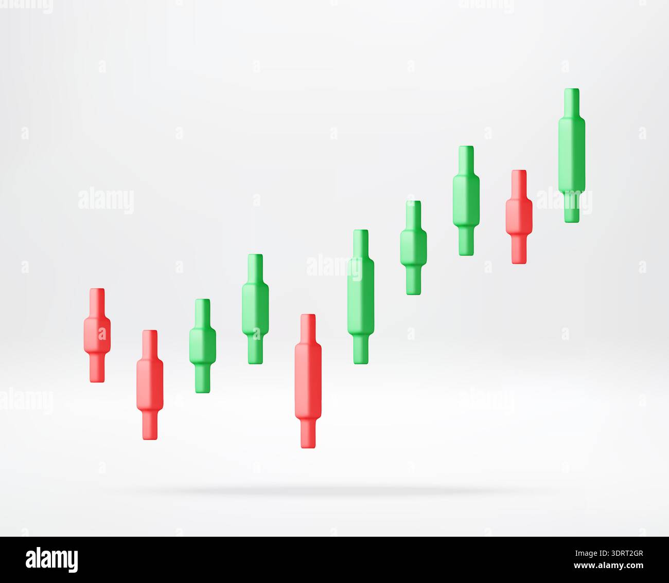 Grüne und rote 3D-Kerzendiagramm für Finanzwesen Stock Vektor