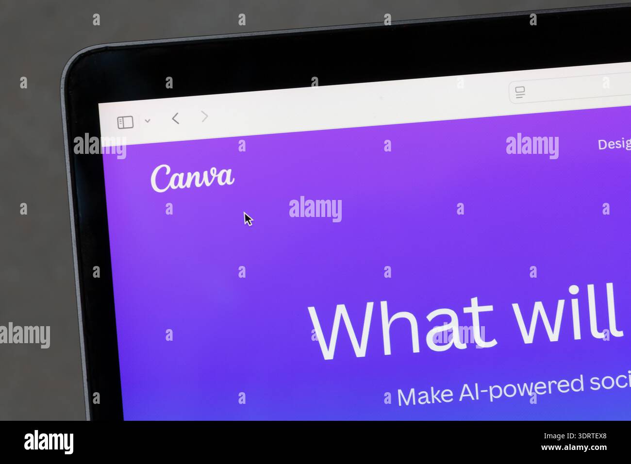 Ostersund, Schweden - 14. Februar 2026: Canva Website auf einem Computerbildschirm. Stockfoto
