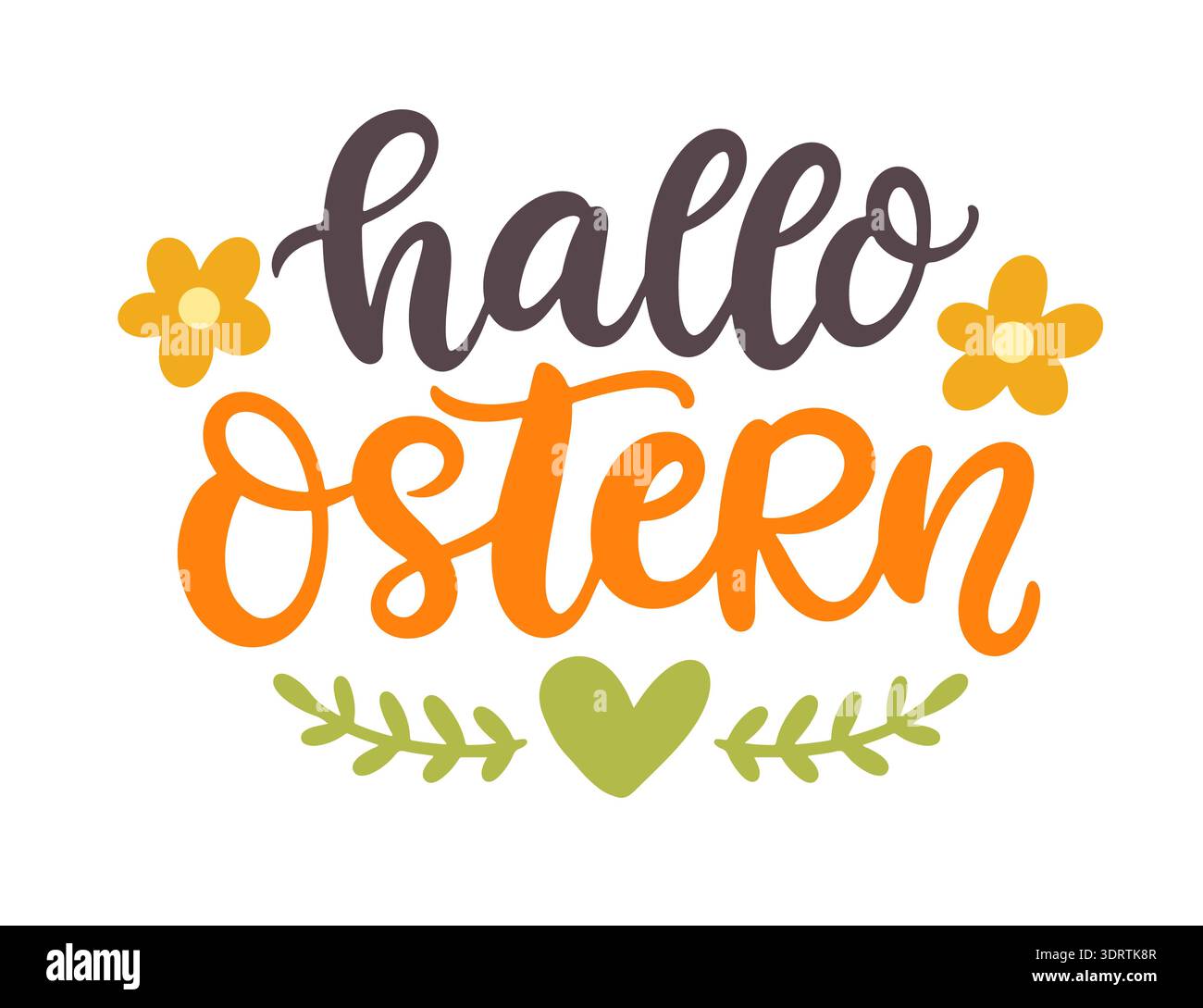 Hello Easter Hand Schriftzug in deutscher Sprache Stock Vektor