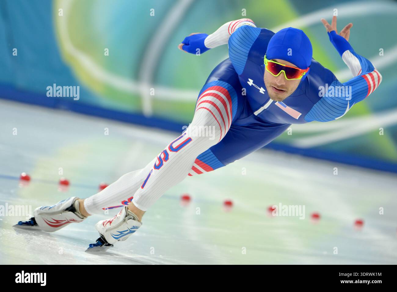 Mailand, Italien. Februar 2026. Olympia, Olympische Winterspiele Milan Cortina 2026, Eiskunstlauf, Männer, 1500 Meter im Milano Speed Skating Stadium, Casey Dawson (USA) in Aktion. Quelle: Peter Kneffel/dpa/Alamy Live News Stockfoto