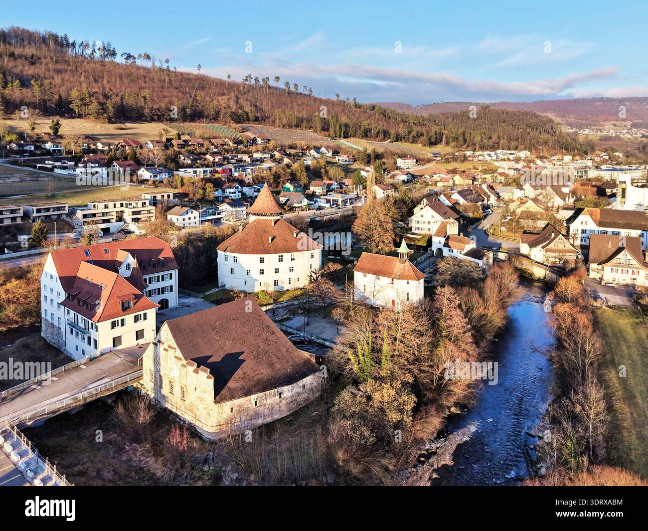 Zwingen, Zwingen BL, Laufental, Wasserschloss, Schloss, Baselland, Baselbiet, Wahrzeichen, Wasserschloss Zwingen Stockfoto