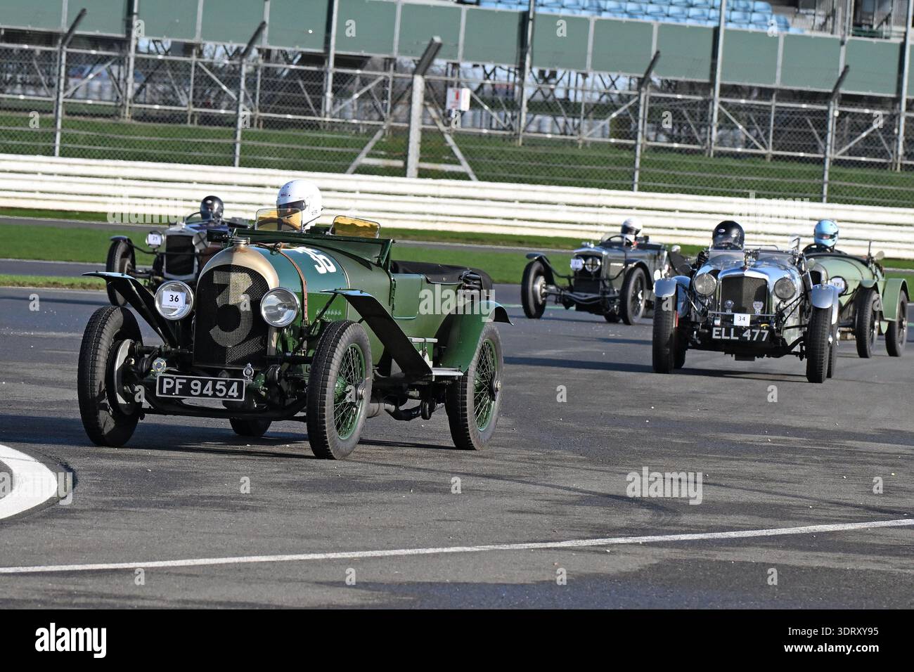 Frau Anna Getley, Bentley 3 Liter, 2026 war der 70. Lauf der Pomeroy Trophy, sie startete 1952, sie enthält Autos aller Epochen und Typen, sie ist es Stockfoto
