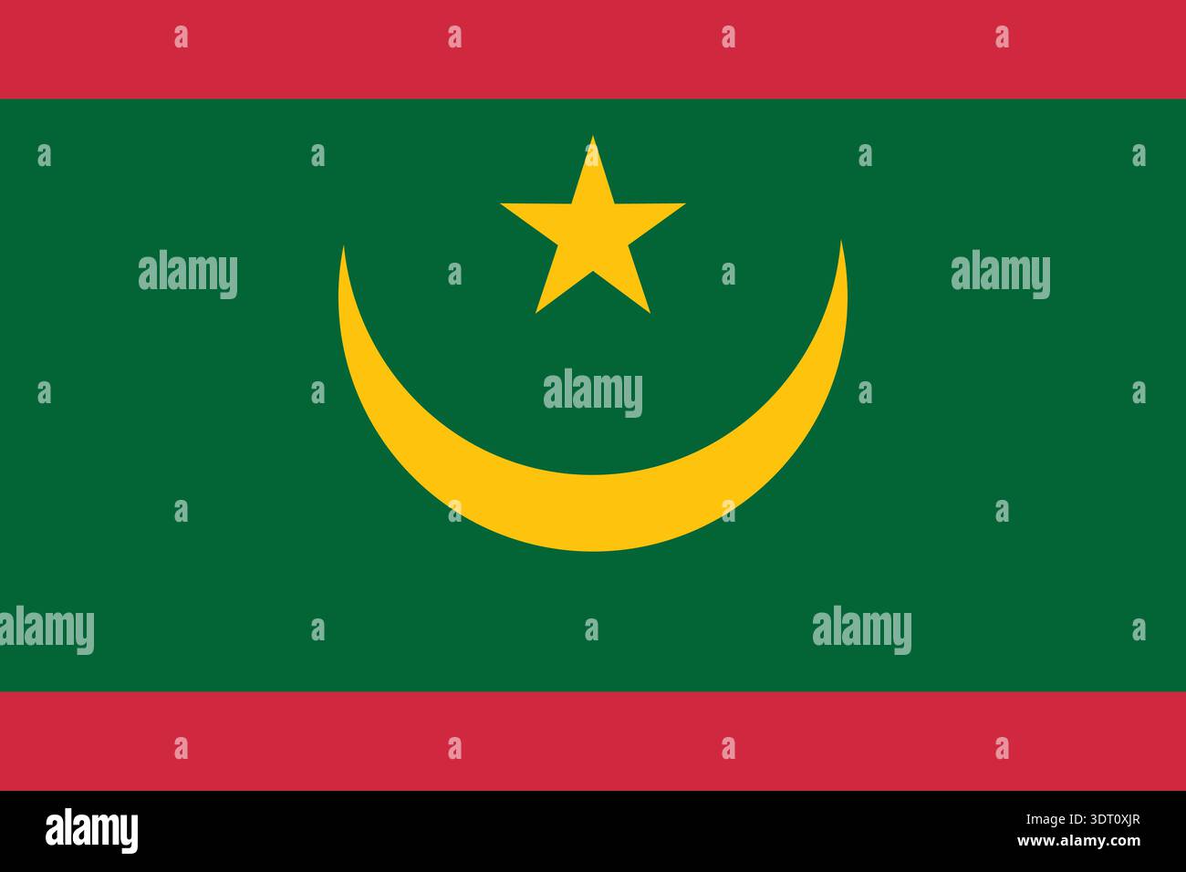 Mauretanien nationale Flagge flache Vektor-Illustration. Geeignet für redaktionelle und pädagogische Zwecke. Stock Vektor