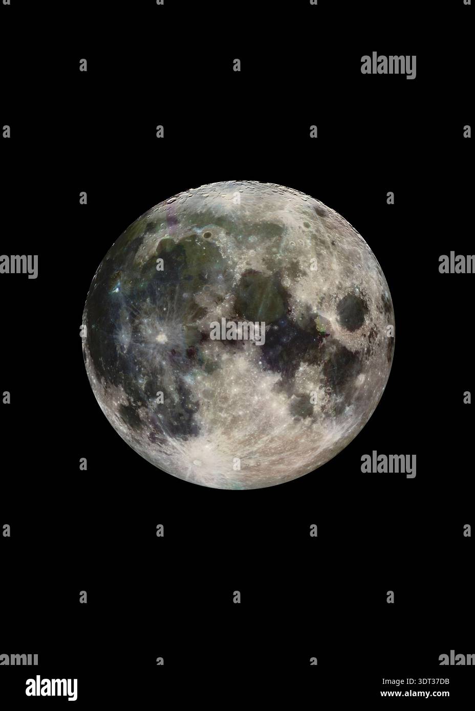 Mond isoliert auf vertikalem schwarzem Hintergrund. Elemente dieses Bildes, bereitgestellt von der NASA. Stockfoto