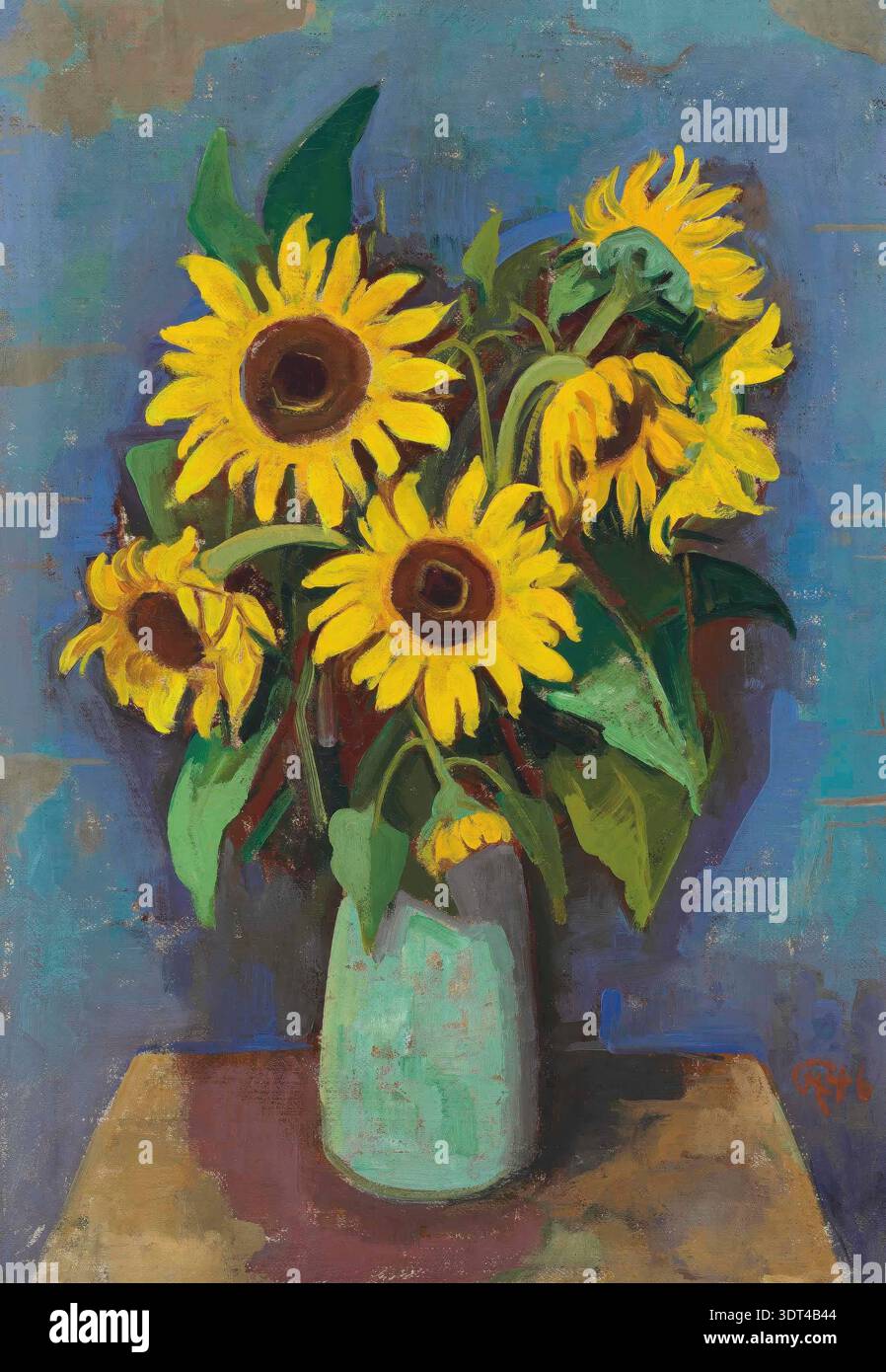 Karl Christian Ludwig Hofer, auch Carl Hofer (geb. 11. Oktober 1878, Maximum. April 1955), deutscher Maler des Expressionismus und des expressiven Realismus. Hier sein Werk Sonnenblumen in Vase, Sonnenblumen in einer Vase (1946), Gemälde, Reproduktion des Gemäldes, Originalzustand, Kunstwerk, Historisch Stockfoto