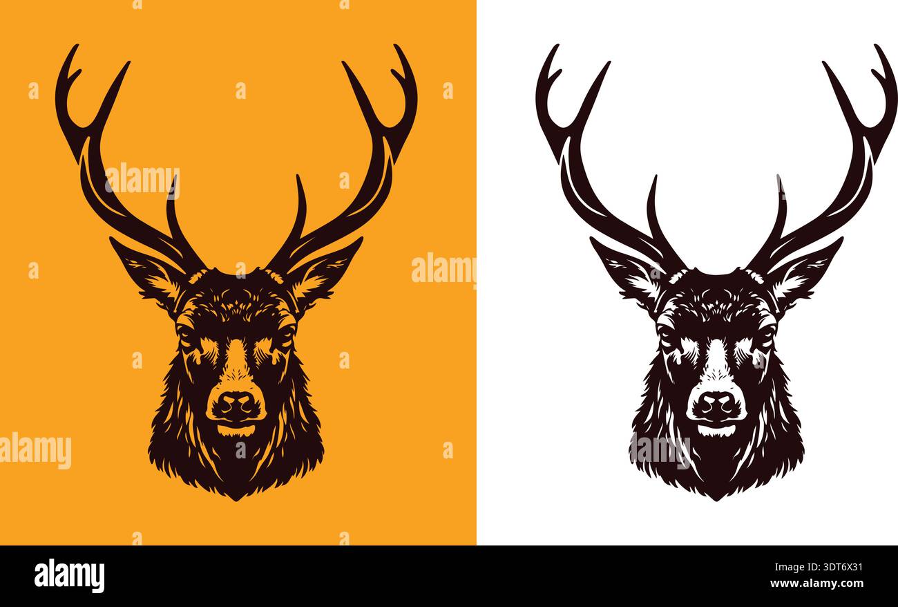 Vektor-Logo-Illustration des Hirschkopfes Stock Vektor