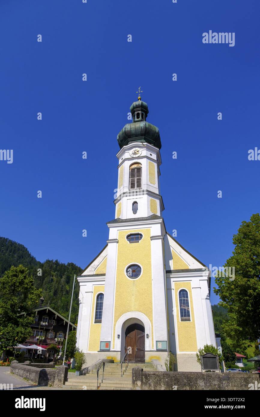 Pfarrkirche St. Pankratius, Reit im Winkl, Chiemgau, Oberbayern, Bayern, Deutschland Stockfoto