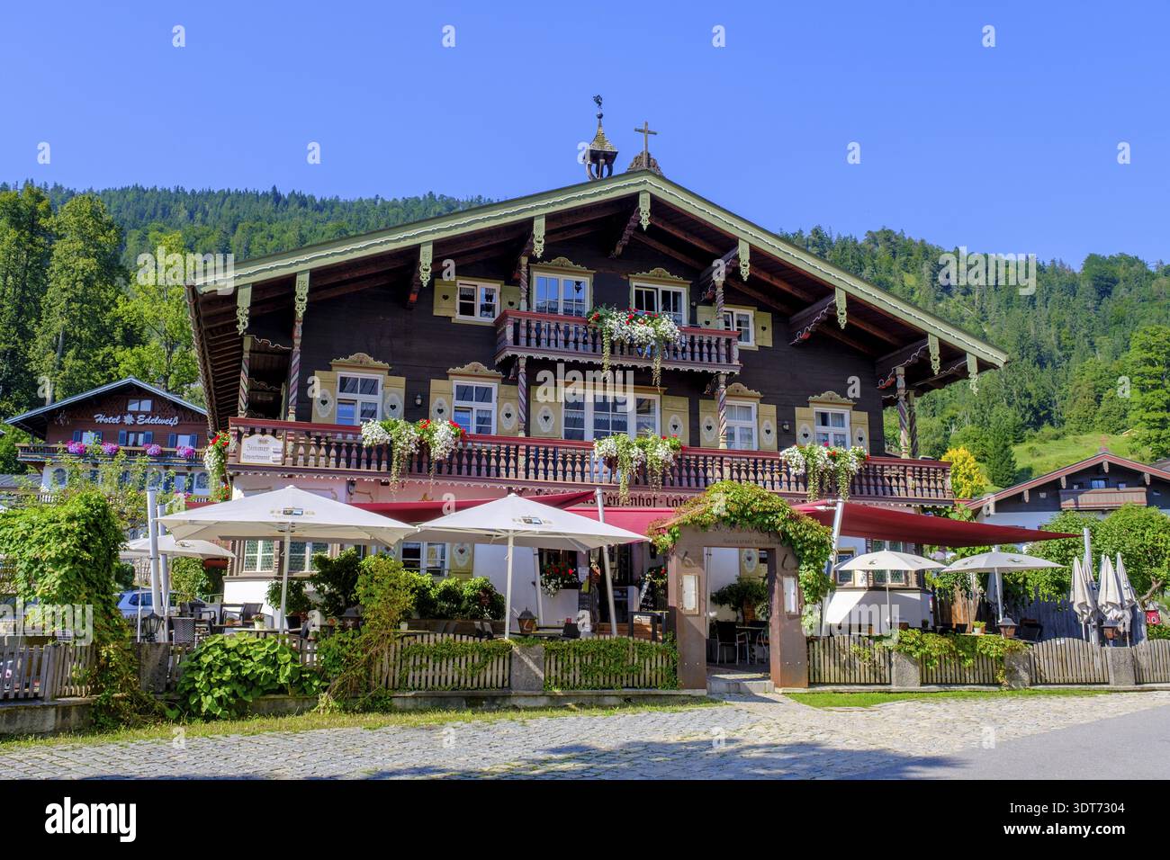 Restaurant Landhaus Lenzenhof, Reit im Winkl, Chiemgau, Oberbayern, Bayern, Deutschland Stockfoto