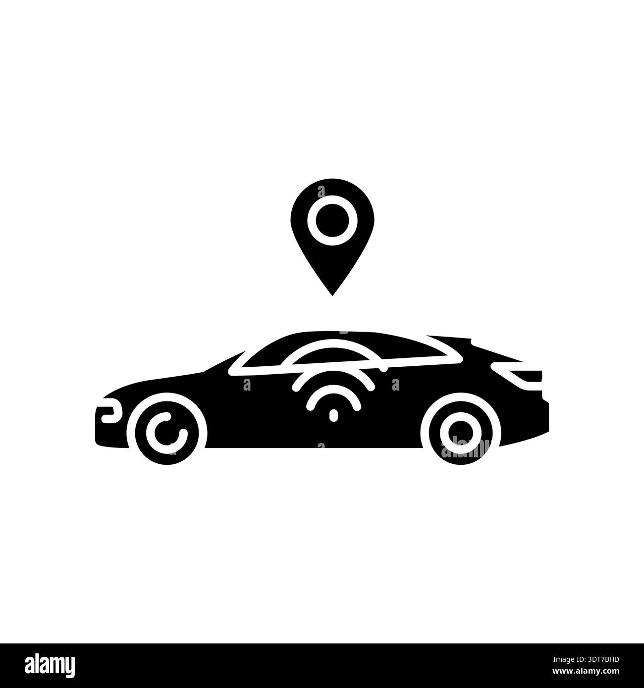 Intelligentes Parken, schwarzes flaches Symbol für digitale und gedruckte Projekte. Minimale bereinigte Symbole für Apps und Websites. Moderne, einfache Symbole für UI UX und Branding Stock Vektor