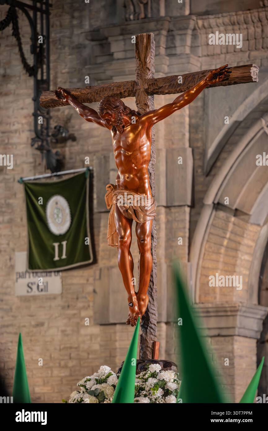 Fotografía Semana Santa Zaragoza 2025. 7 Palabras. Stockfoto