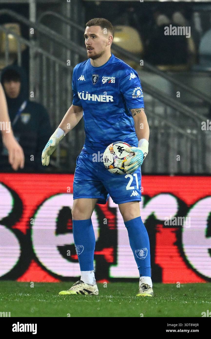 Andrea Fulignati von Empoli F.C. spielt am 26. Tag der Serie B Meisterschaft zwischen Frosinone Calcio und Empoli F.C. im Benito Stirpe Stadium am 20. Februar 2026 in Frosinone, Italien. Credit: Domenico Cippitelli/Alamy Live News Credit: Domenico Cippitelli/Alamy Live News Stockfoto