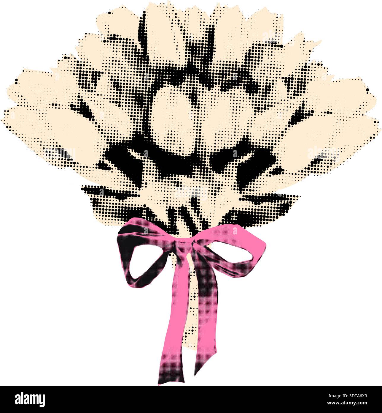 Frühlingsblumen Tulpen Blumenstrauß Halbton Collage Vektor Illustration Stock Vektor