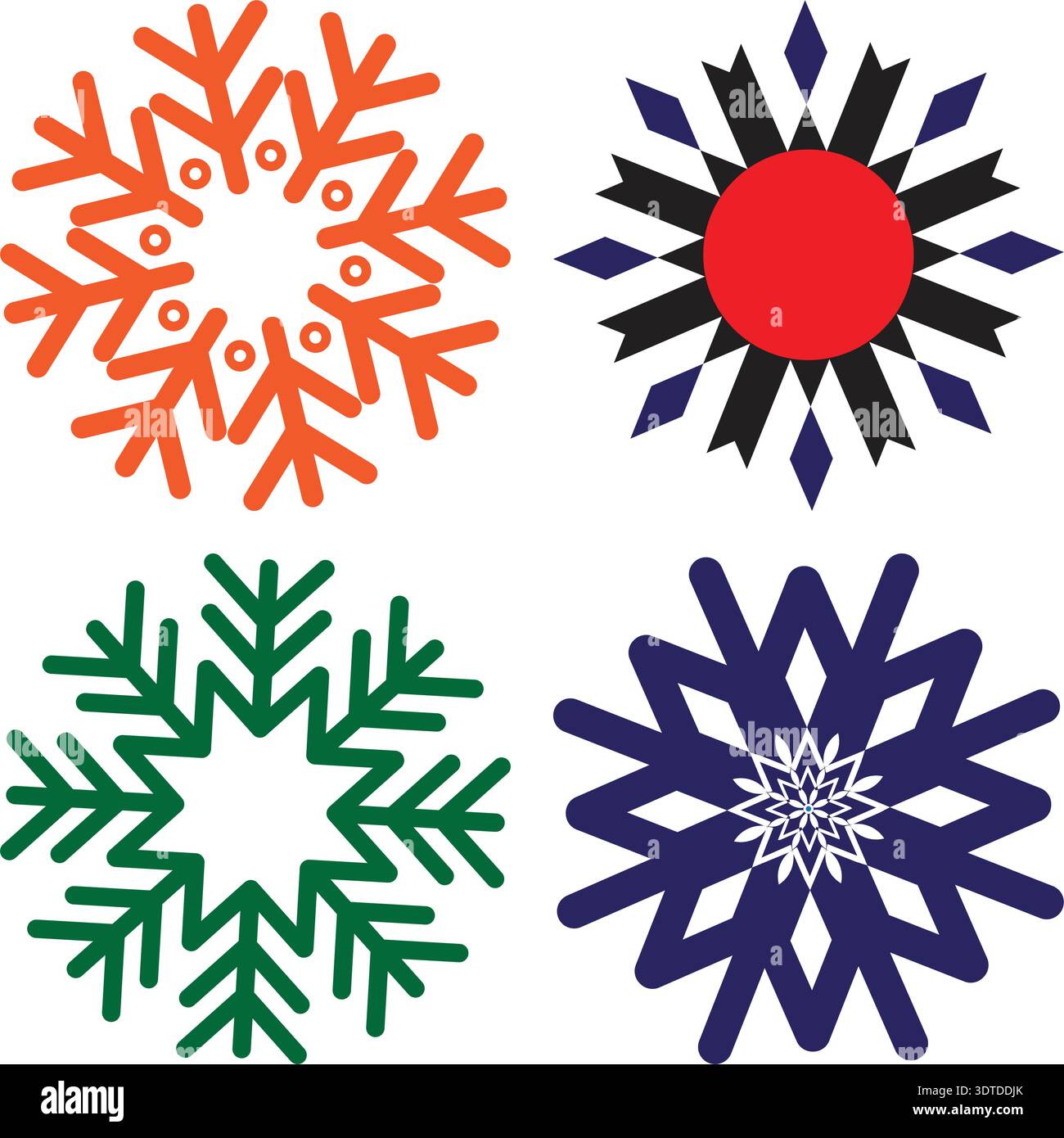 Schneeflocken-Formen Setzen Symbole Für Die Weihnachtsdekoration Im Winter. Stock Vektor