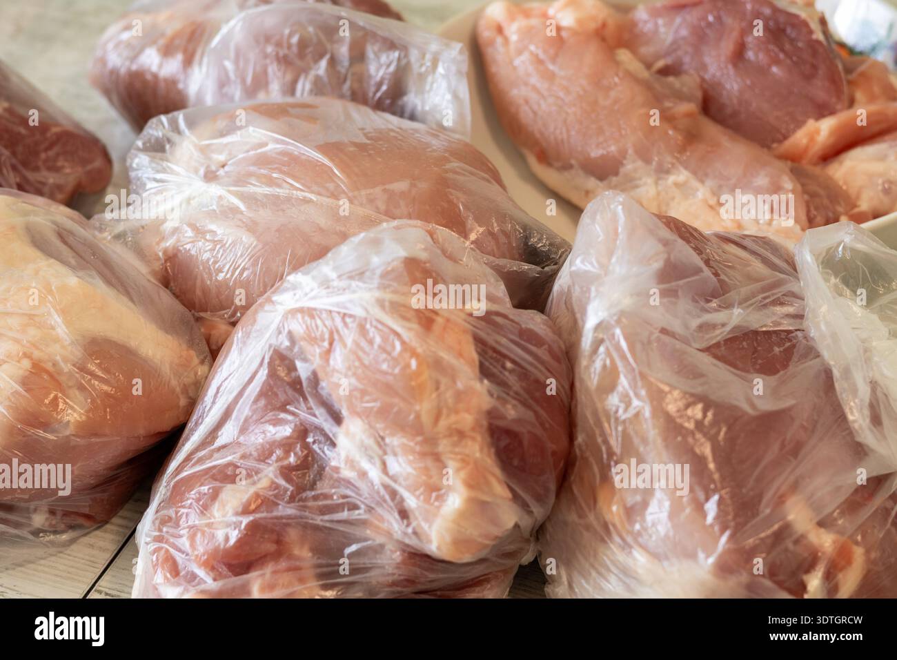 Schweinefleisch in Beuteln verpackt Stockfoto