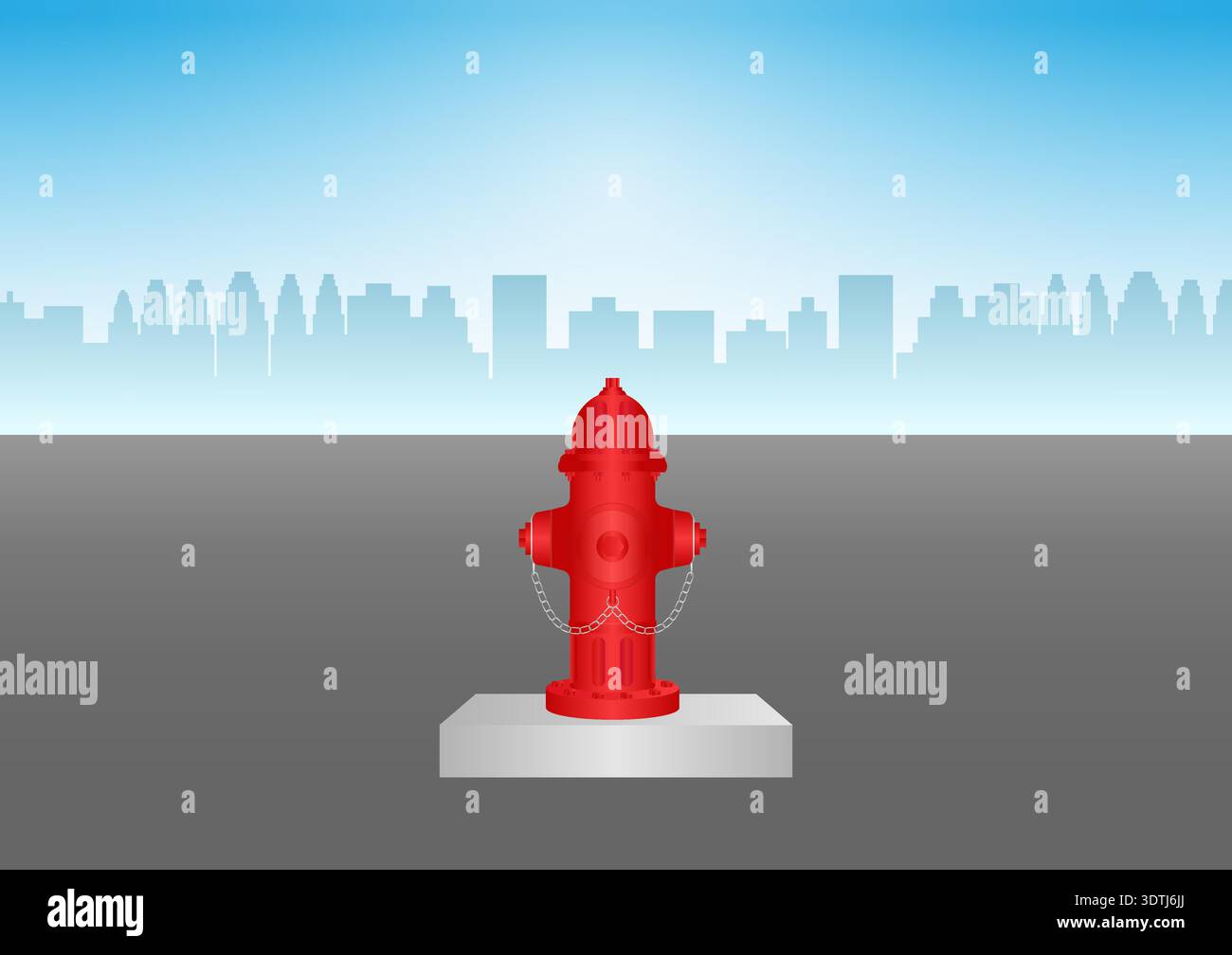 Roter Hydrant auf Parkplatz Vektorabbildung. Stock Vektor
