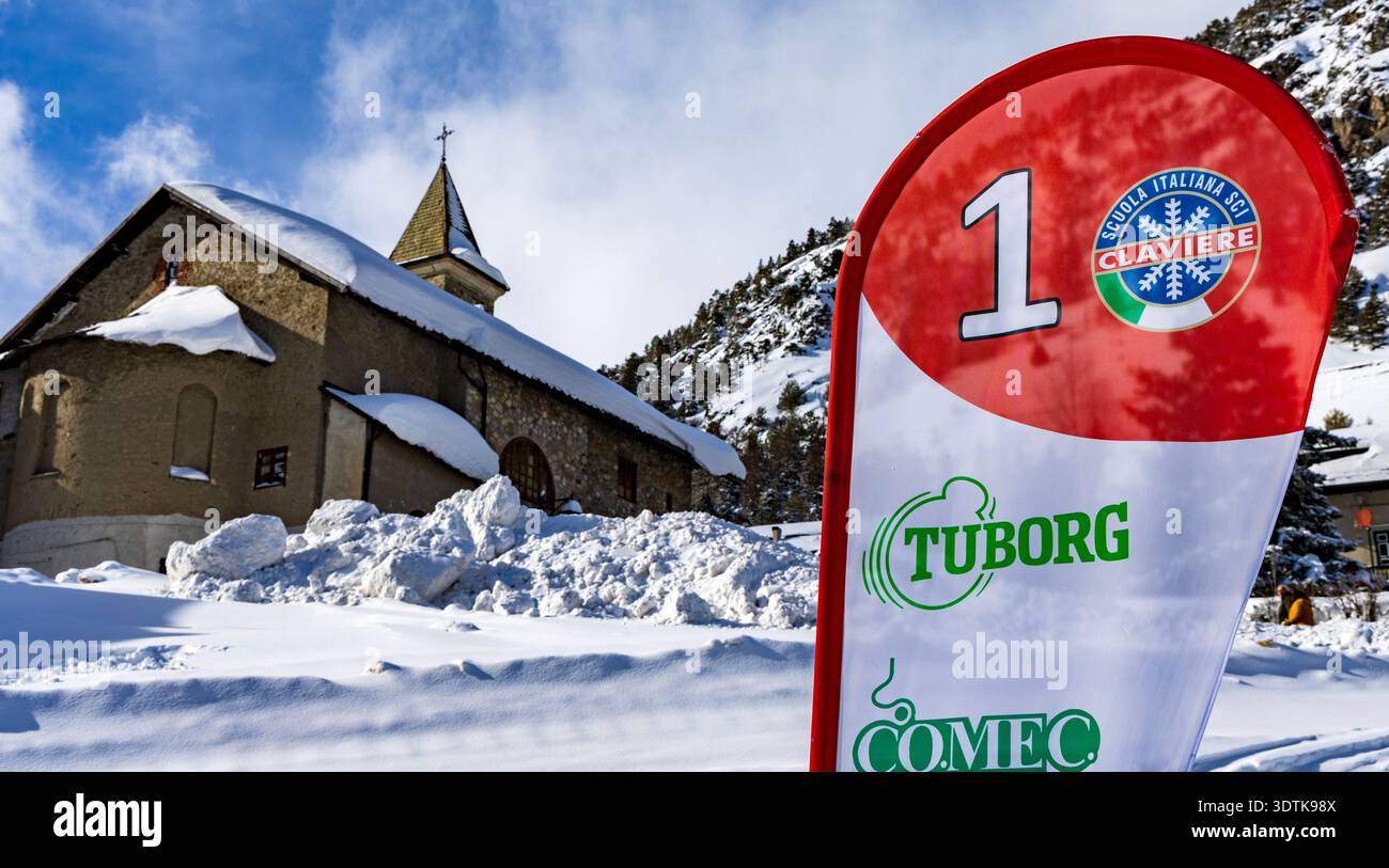 Claviere Scuola Italiana Sci Skischule Stockfoto