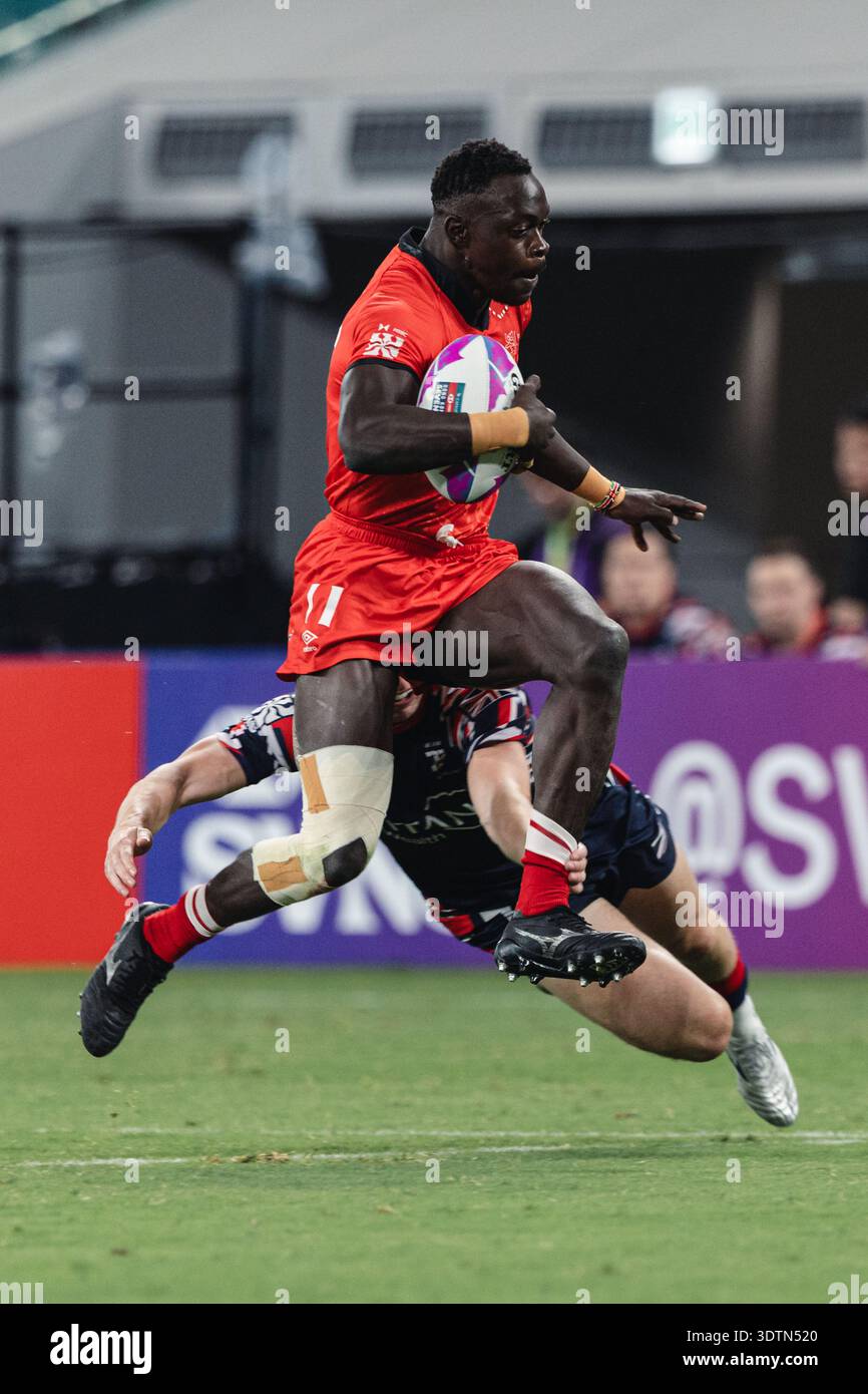 Die HSBC SVNS Series 2024-25 findet am 28. März 2025 im brandneuen Kai Tak Stadium mit 50 000 Sitzplätzen in Hongkong, China, statt. Stockfoto