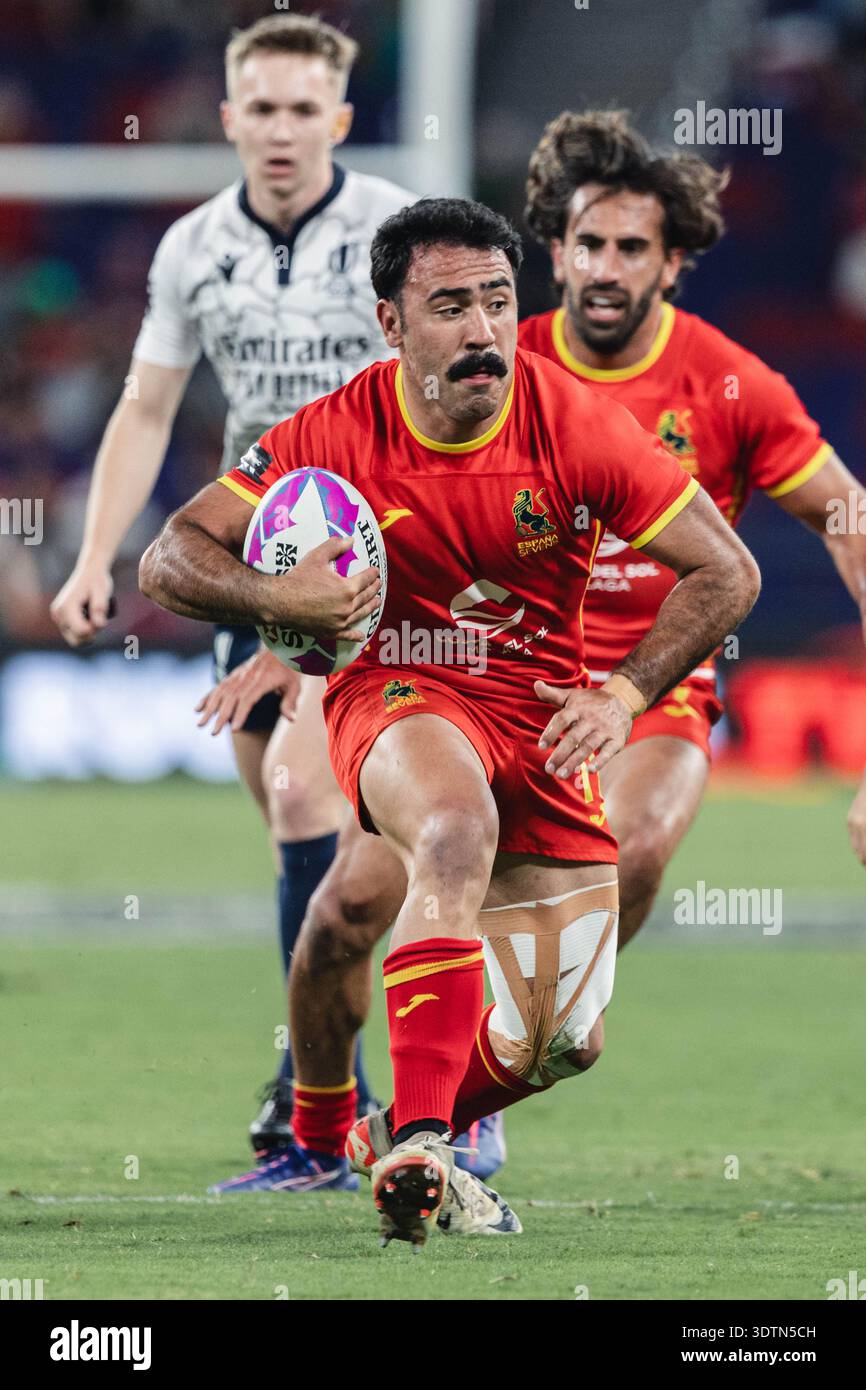 Die HSBC SVNS Series 2024-25 findet am 28. März 2025 im brandneuen Kai Tak Stadium mit 50 000 Sitzplätzen in Hongkong, China, statt. Stockfoto