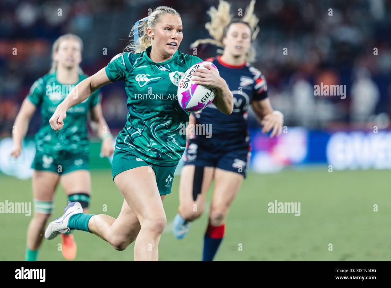 Die HSBC SVNS Series 2024-25 findet am 28. März 2025 im brandneuen Kai Tak Stadium mit 50 000 Sitzplätzen in Hongkong, China, statt. Stockfoto