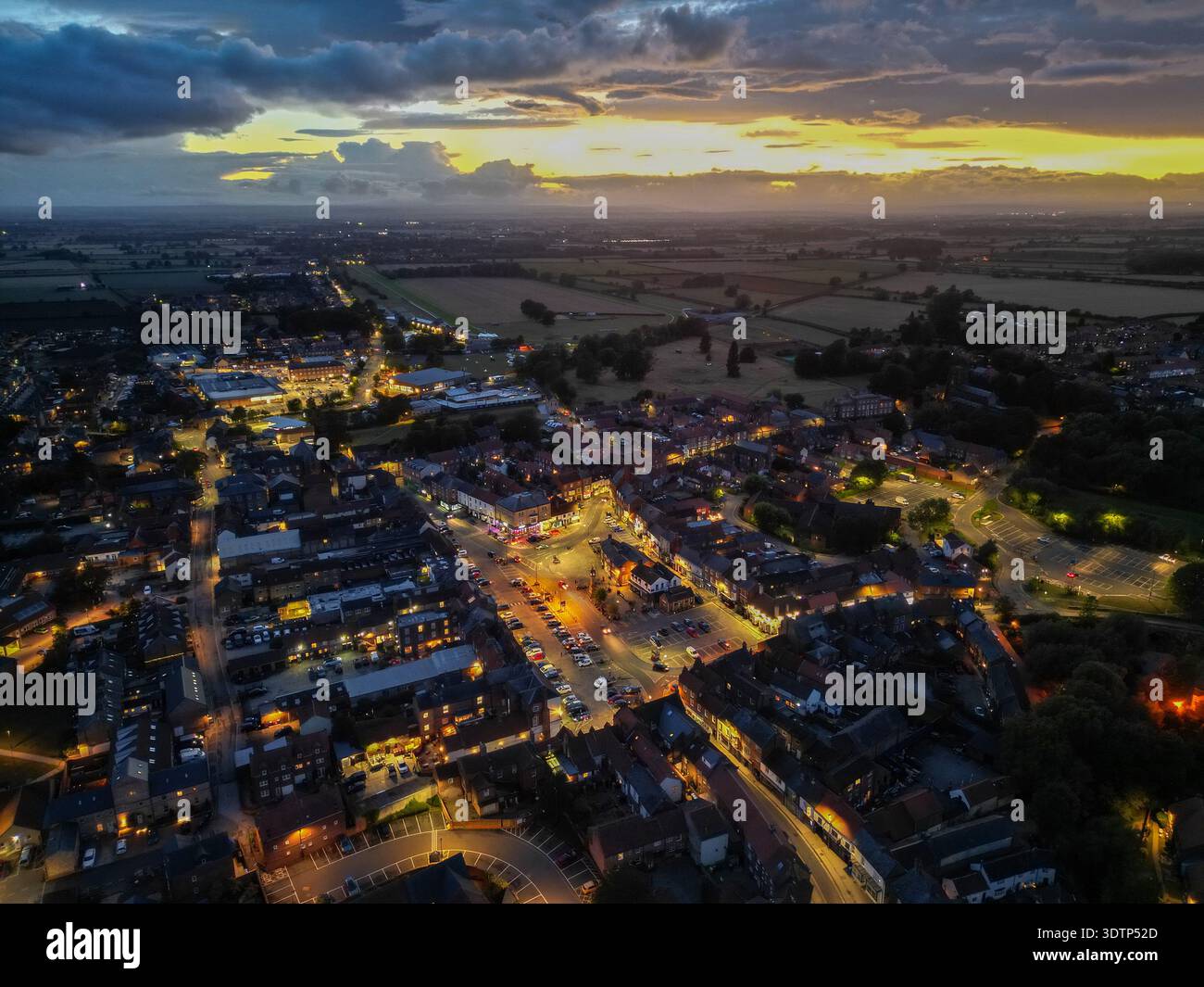 Dorf Thirsk aus der Vogelperspektive mit einer Drohne Stockfoto