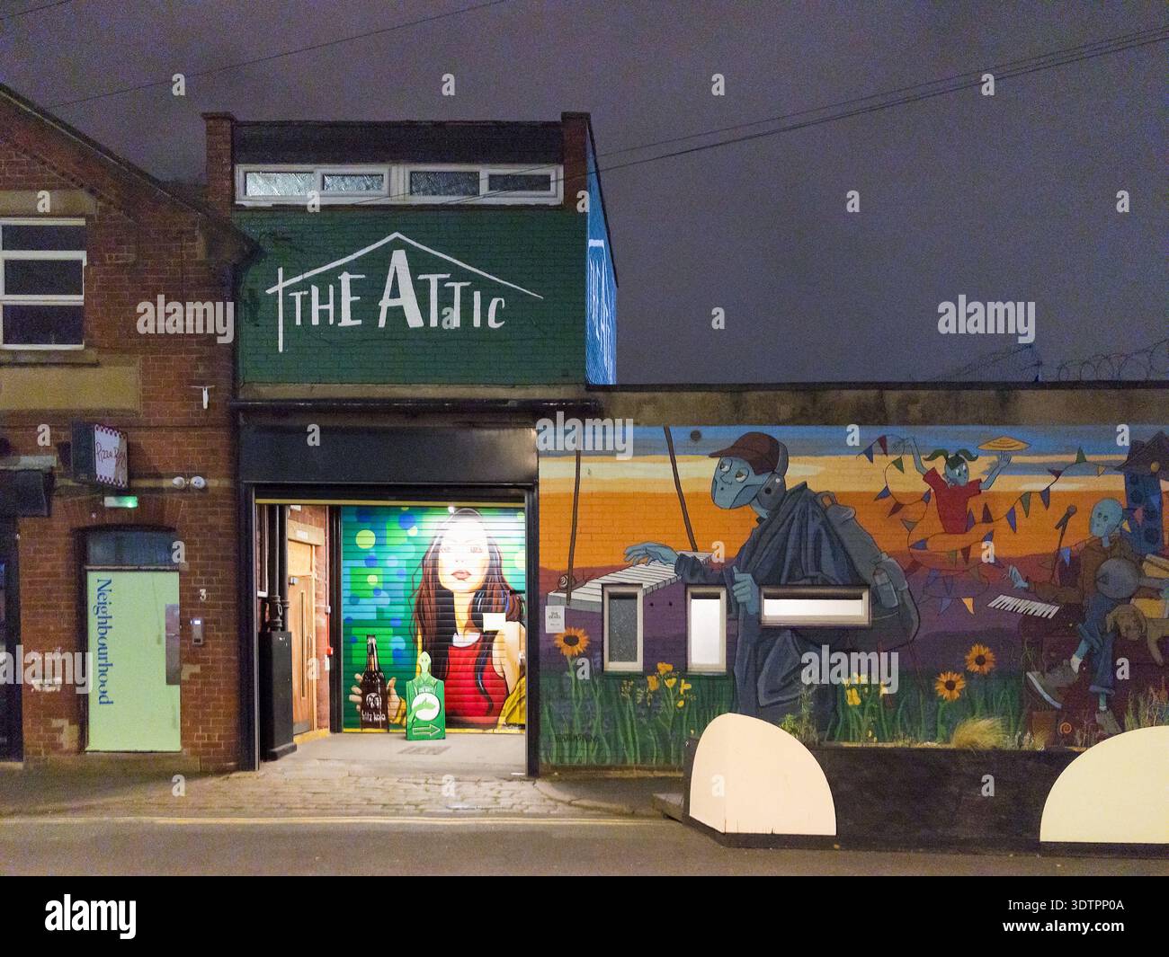 Der attische Musikort, multidisziplinäre Veranstaltungen und Kunstraum der Gemeinschaft und kreative Arbeitsbereiche der Nachbarschaft, Aire Park, Sheaf Street, Leeds UK Stockfoto