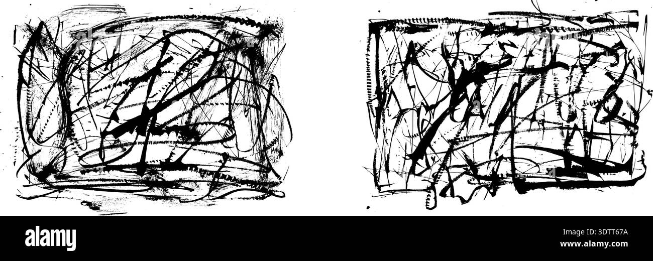Grunge-Texturen Hintergründe mit handgezeichnetem Pinselstrich und Squiggles-Muster. Cola-Stift-Tintenüberlagerung, raue Linien. Abstrakte Wandmalerei kritzelt für Stock Vektor