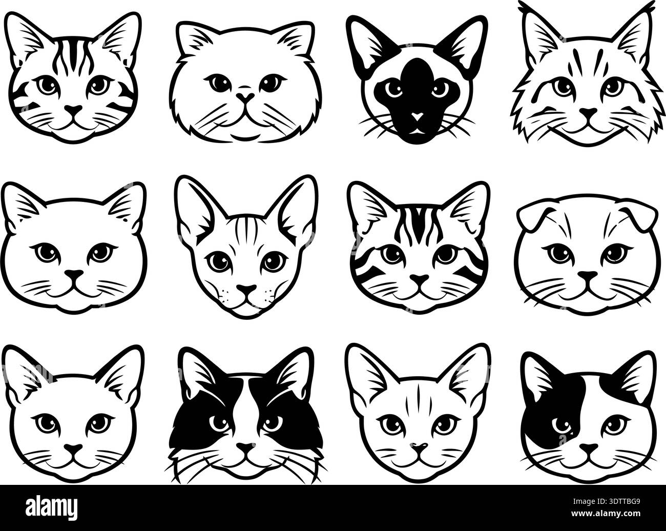 Bündel von Katzen Katzentiere Ikonen Vektor-Illustration Design. Stock Vektor