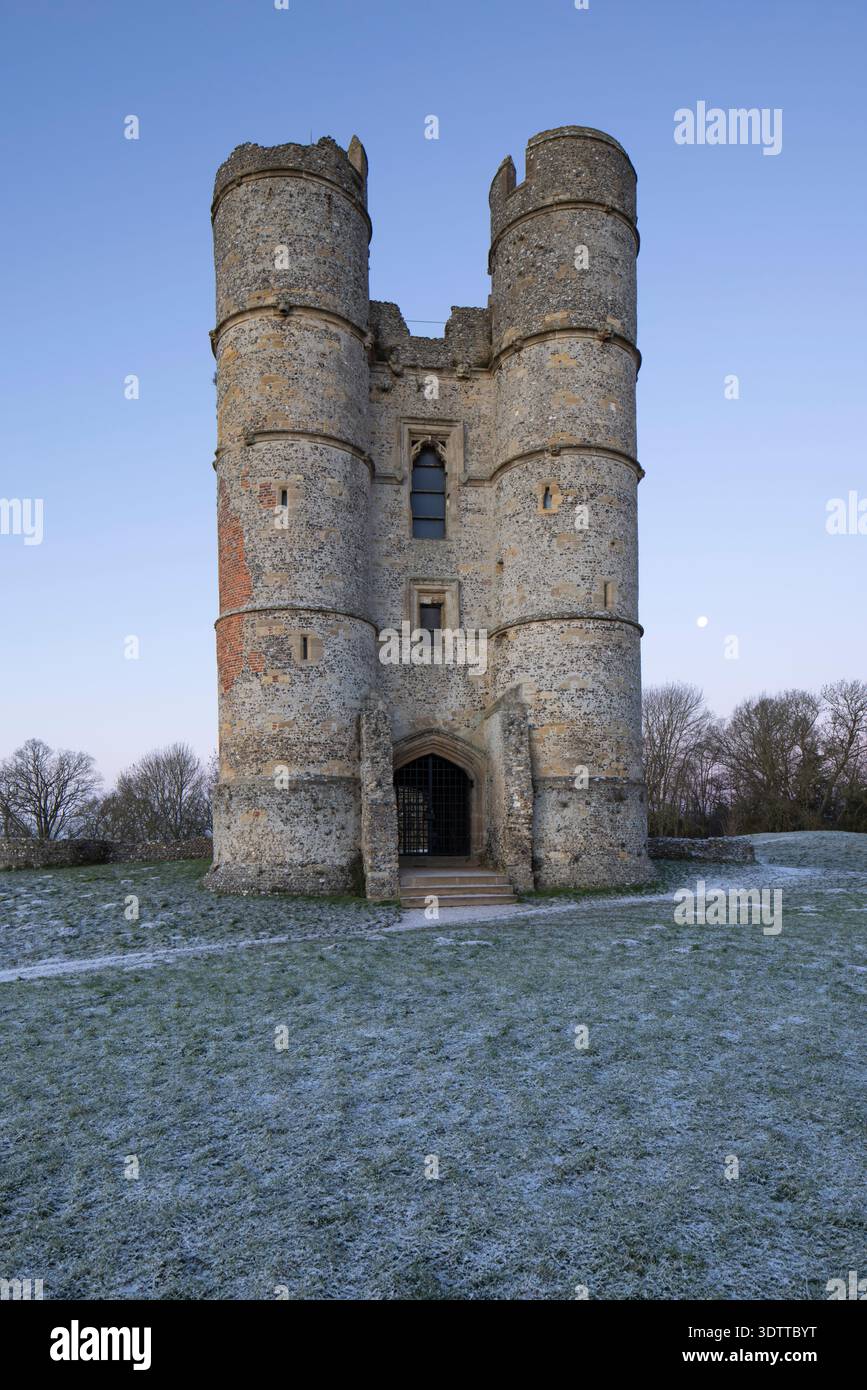 Ruinen von Donnington Castle am frostigen Wintermorgen, Newbury, Berkshire, England, Vereinigtes Königreich, Europa Stockfoto