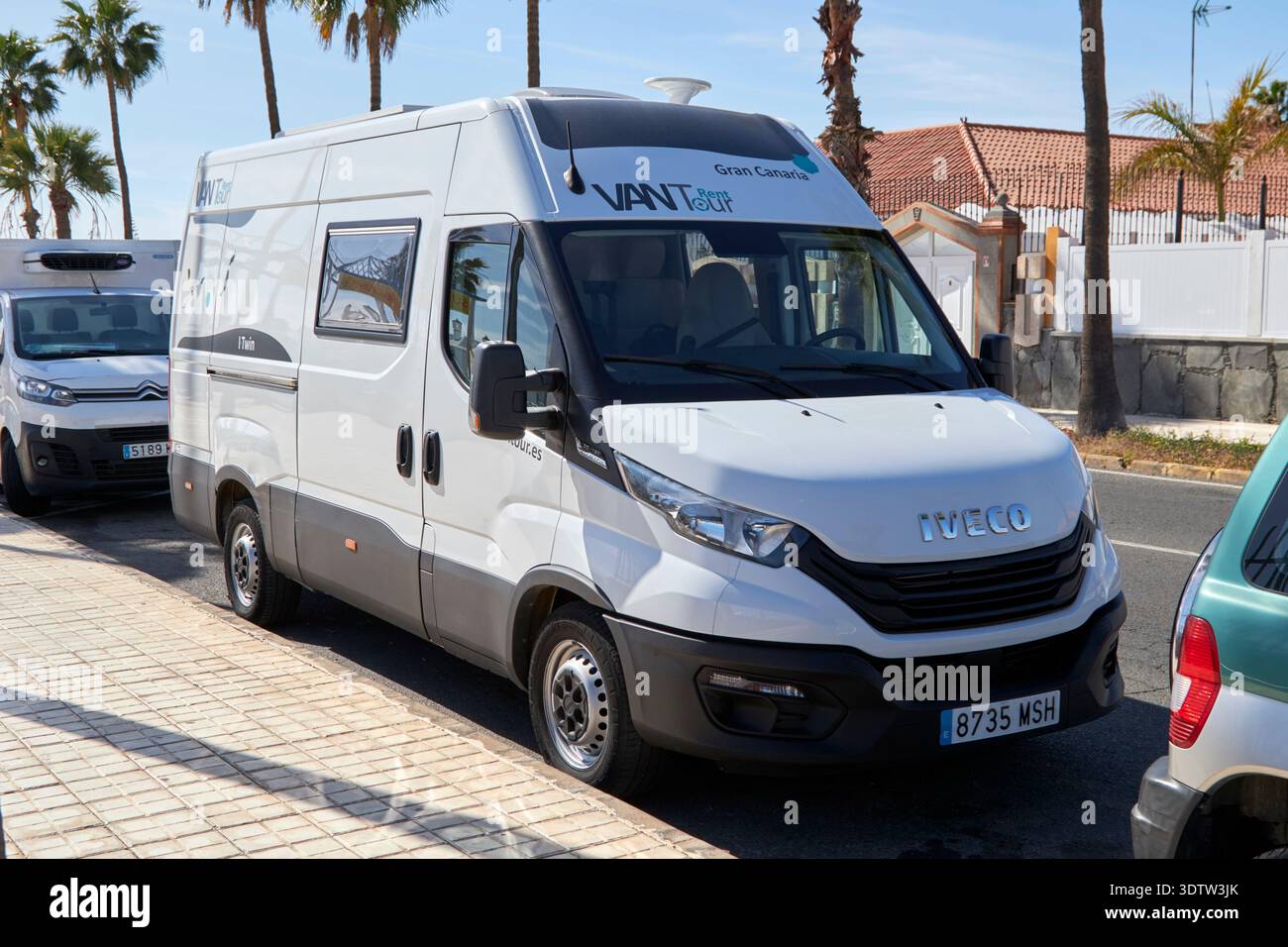 gran canaria Wohnmobilvermietung gemietet am Straßenrand iveco Camper maspalomas gran canaria, kanarische Inseln, spanien Stockfoto