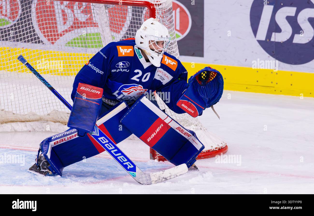 Zürich, 11. Februar 2026: #20 Janosch Hrdina, Torhüter U21-Elit Team GCK Lions. (Foto: Andreas Haas/dieBildmanufaktur) Stockfoto