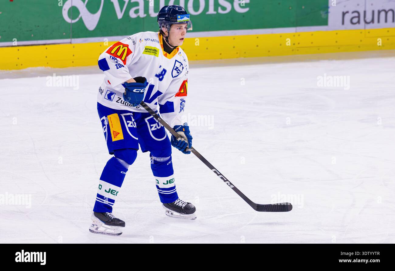 Zürich, Schweiz, 11. Februar 2026: #18 Colin Lindemann, Stürmer U21-Elit Team EV Zug. (Foto: Andreas Haas/dieBildmanufaktur) Stockfoto