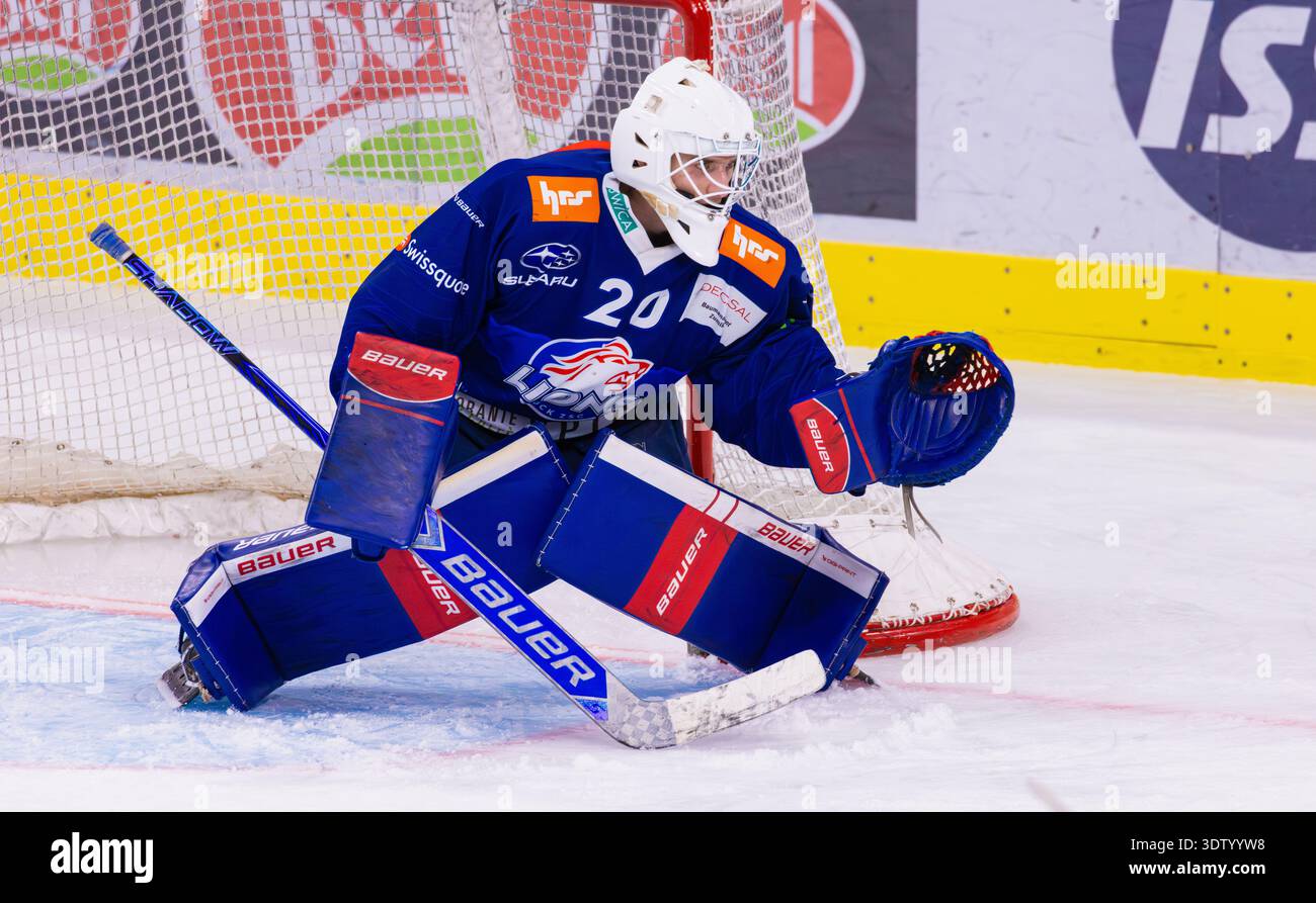 Zürich, 11. Februar 2026: #20 Janosch Hrdina, Torhüter U21-Elit Team GCK Lions. (Foto: Andreas Haas/dieBildmanufaktur) Stockfoto