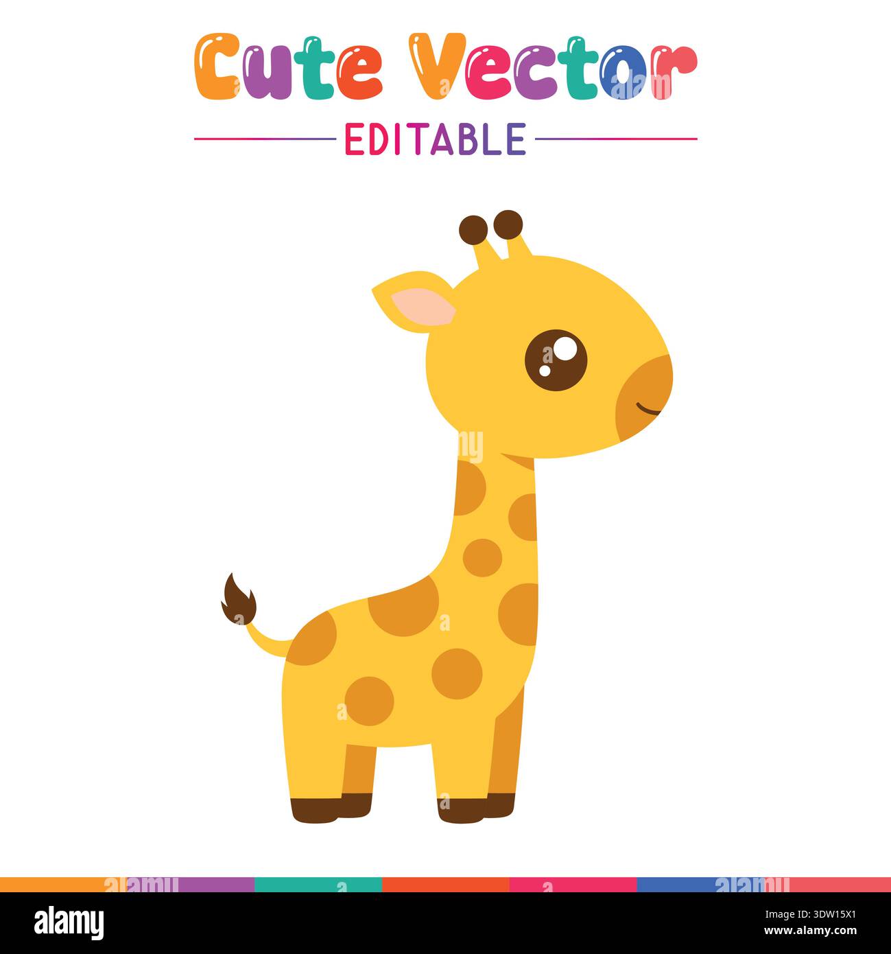 Niedliche Baby Giraffe Zeichentrickfigur Illustration. Vektorabbildung Stock Vektor