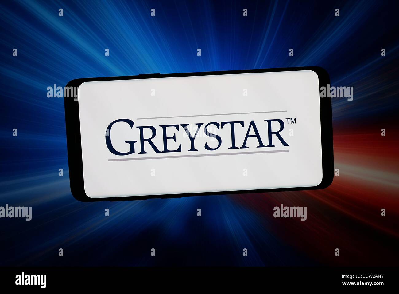 Stuttgart, Deutschland - 14.02.2026: In dieser Fotoabbildung ist das Logo des US-amerikanischen Unternehmens Greystar Real Estate Partners auf einem Smartphone zu sehen Stockfoto