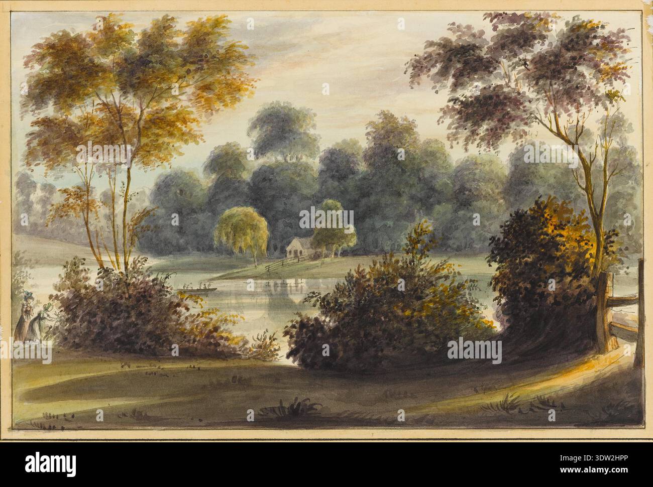 Captain George Tobin (1768–1838) war ein britischer Marineoffizier und Amateurkünstler, der während seines Dienstes zahlreiche Küstenskizzen schuf. Salmon Pool, River exe stammt vom 2. Juni 1829 und ist mit lokalen topographischen Notizen über James und Trews Weirs in der Nähe von Exeter versehen. Das Archivbild zeichnet sein Aquarell auf der Karte als historischen Fotodruck auf. Stockfoto