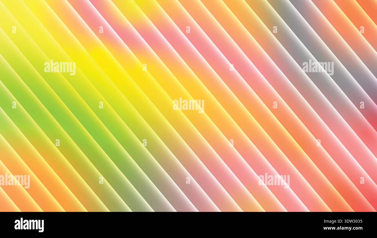 Vibrierender diagonaler Farbverlauf Neon Streifen Hintergrund mit gemischten Gelb Grün Rosa Orange Schattierungen -Hintergrund Vektor Stock Vektor