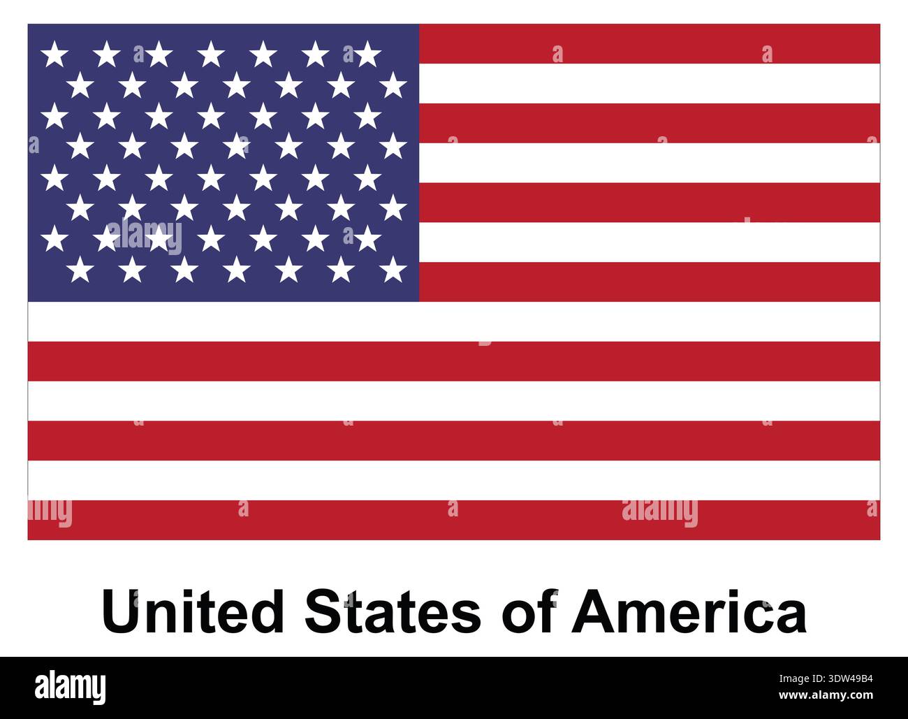 Die amerikanische Flagge ist mit dreizehn Streifen und fünfzig Sternen versehen, die die Einheit und Geschichte der Vereinigten Staaten symbolisieren Stock Vektor