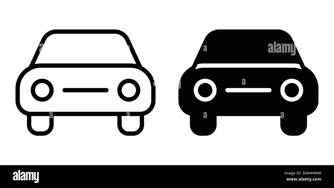Entdecken Sie eine kreative Darstellung von Autosymbolen mit minimalistischem Design in Schwarz-weiß. Perfekt für Grafiken, Illustrationen und moderne Kunst Stock Vektor