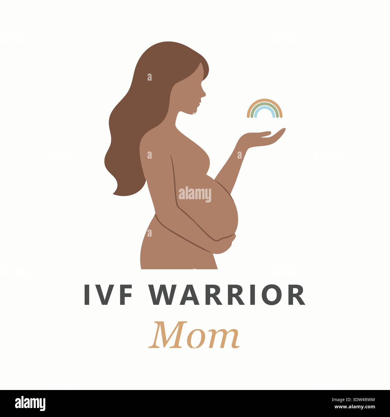 IVF Warrior Mom schwangere Frau mit Regenbogenvektor Stock Vektor