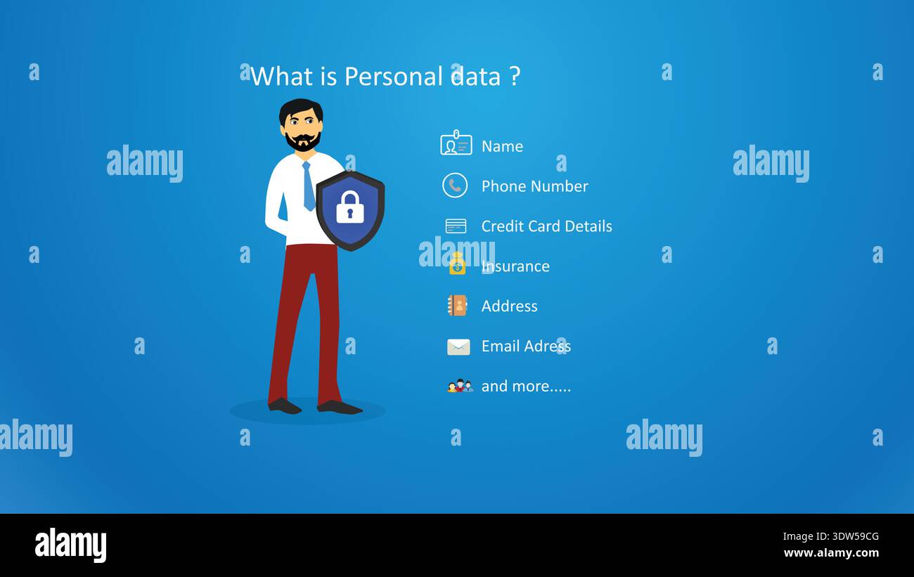 Konzept Zum Schutz Personenbezogener Daten Mit Dem Symbol „Shield Lock“ Des Geschäftsmannes Für Datenschutz Und Sicherheit Stock Vektor