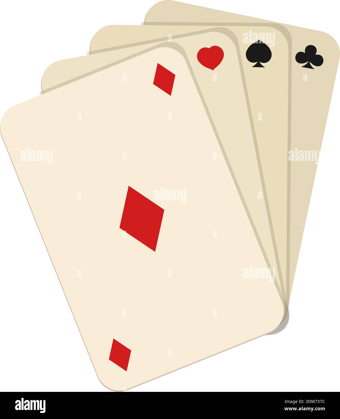 Vier Asse Pokerhand. Spielkarten-Fan Stock Vektor