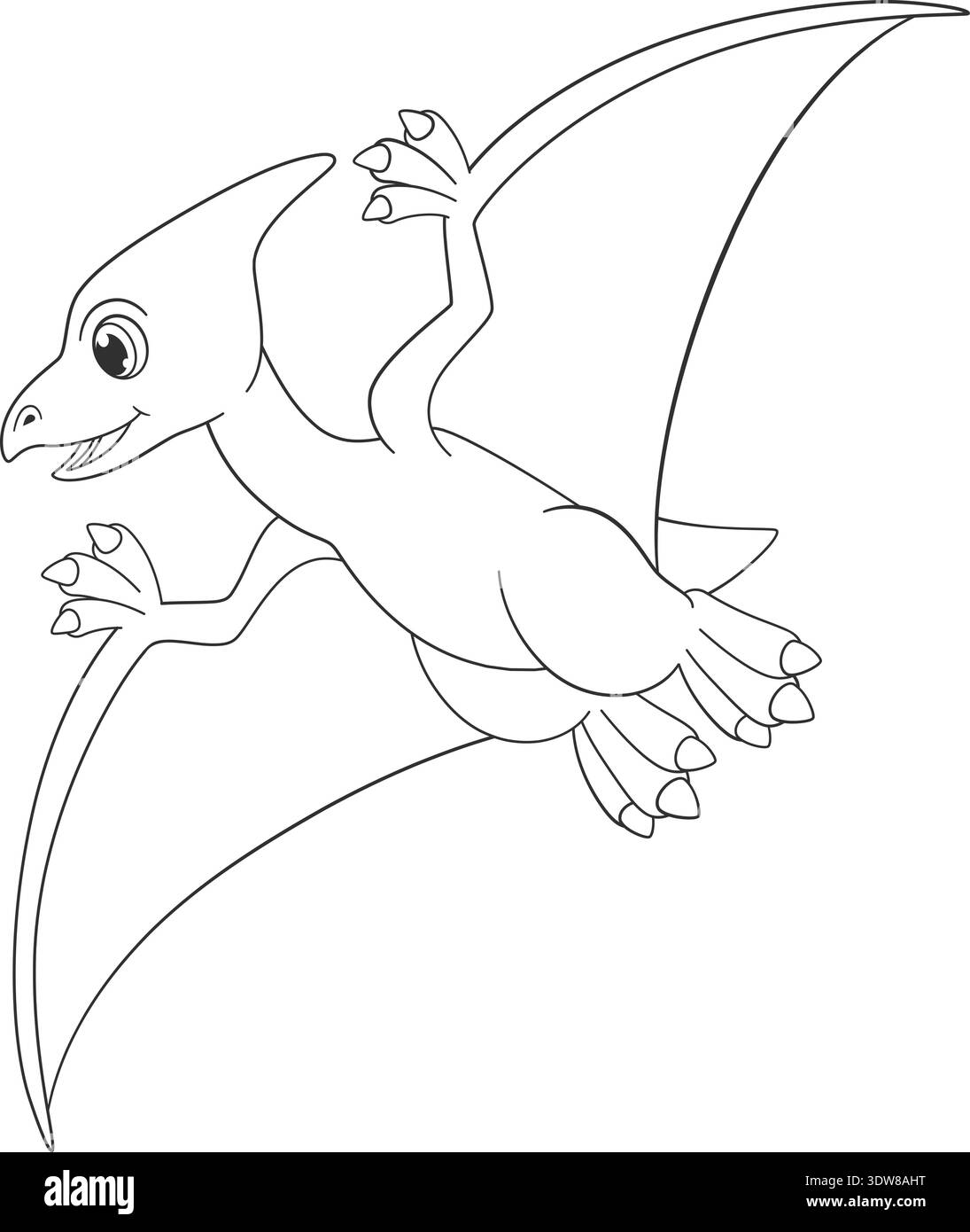Pteranodon-Zeichnung. Fliegende Dinosaurier-Malbuch-Element Stock Vektor