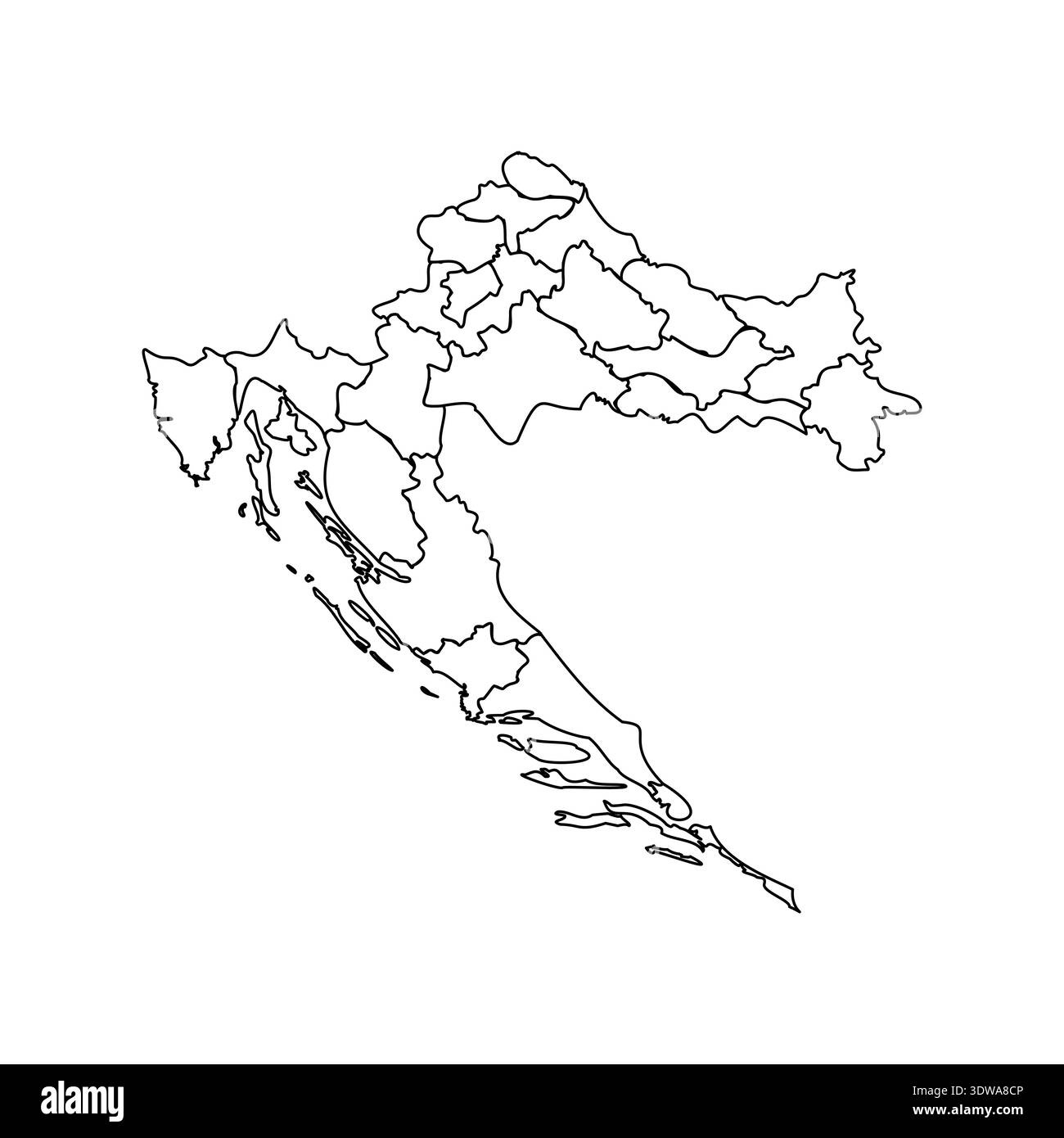 Doodle Map von Kroatien mit Staaten, kann für Geschäftsdesigns, Präsentationsdesigns oder andere geeignete Designs verwendet werden. Stock Vektor