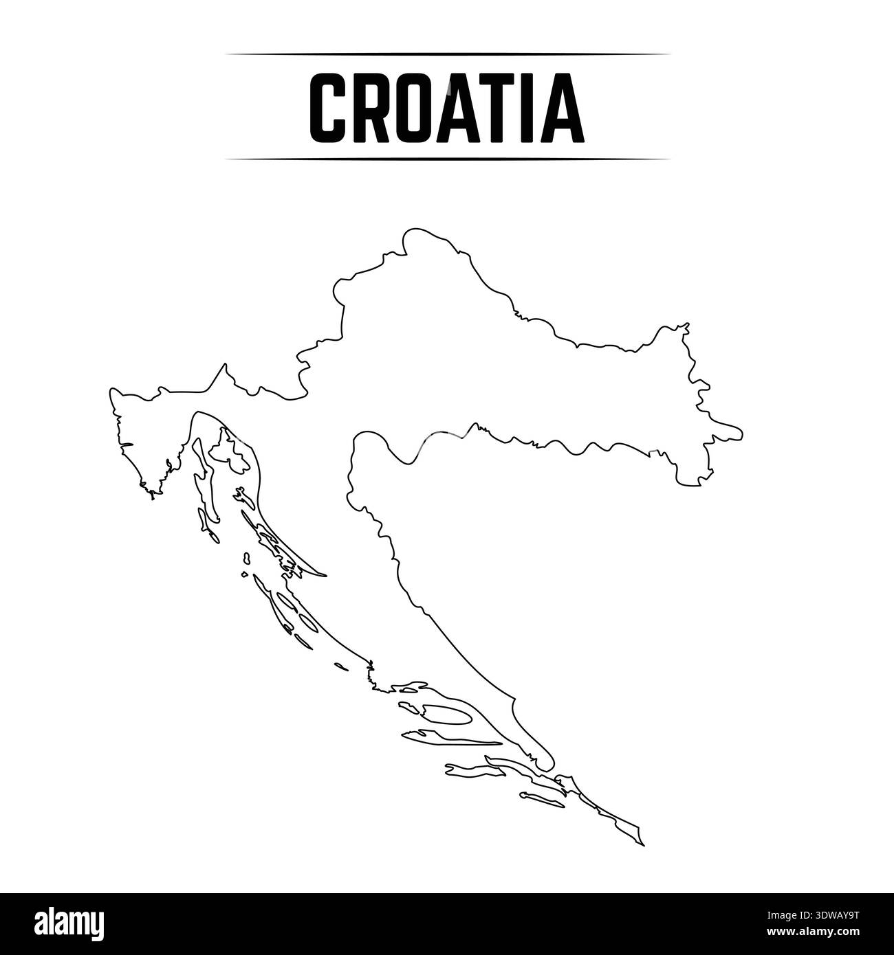 Outline Simple Map of Croatia, kann für Geschäftsdesigns, Präsentationsdesigns oder andere geeignete Designs verwendet werden. Stock Vektor