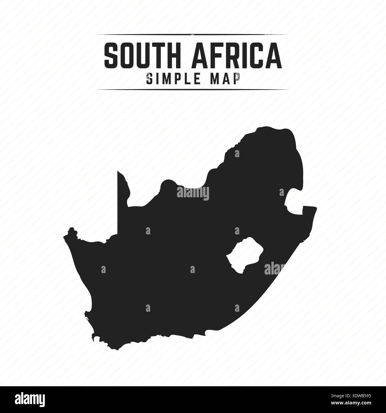 Einfache schwarze Karte von Südafrika isoliert auf weißem Hintergrund, kann für Geschäftsdesigns, Präsentationsdesigns oder andere geeignete Designs verwendet werden. Stock Vektor
